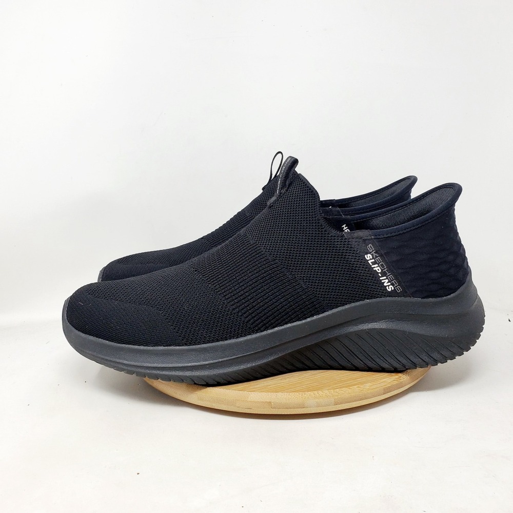 Skechers Slip Ins Shoe Men 11 W WIDE Ultra Flex Hands Free Black Slip On Sneaker